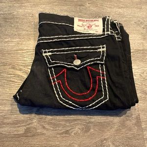 ricky super T true religion jeans w flap distressed look 36w